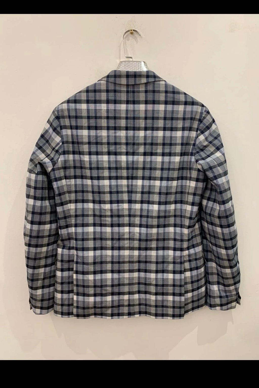 Classic Bertoni wool blend plaid double breasted jacket blazer 38R