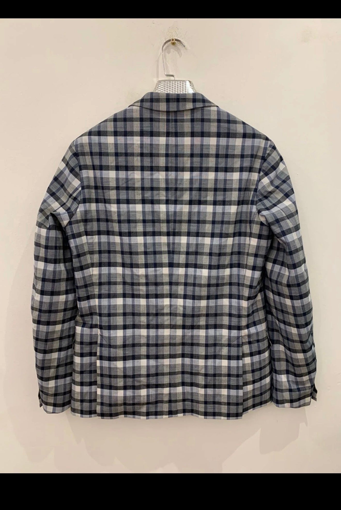 Classic Bertoni wool blend plaid double breasted jacket blazer 38R