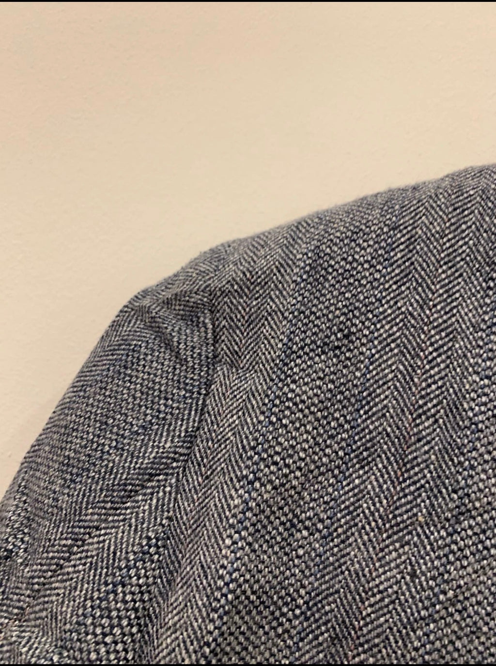Vintage pure wool soft tweed herringbone classic gray blue jacket blazer 44R