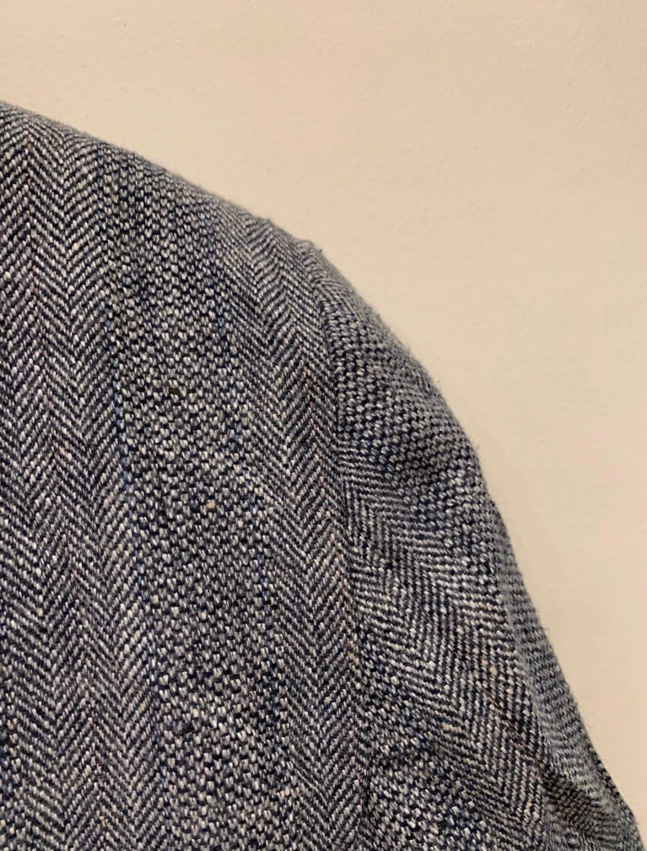 Vintage pure wool soft tweed herringbone classic gray blue jacket blazer 44R