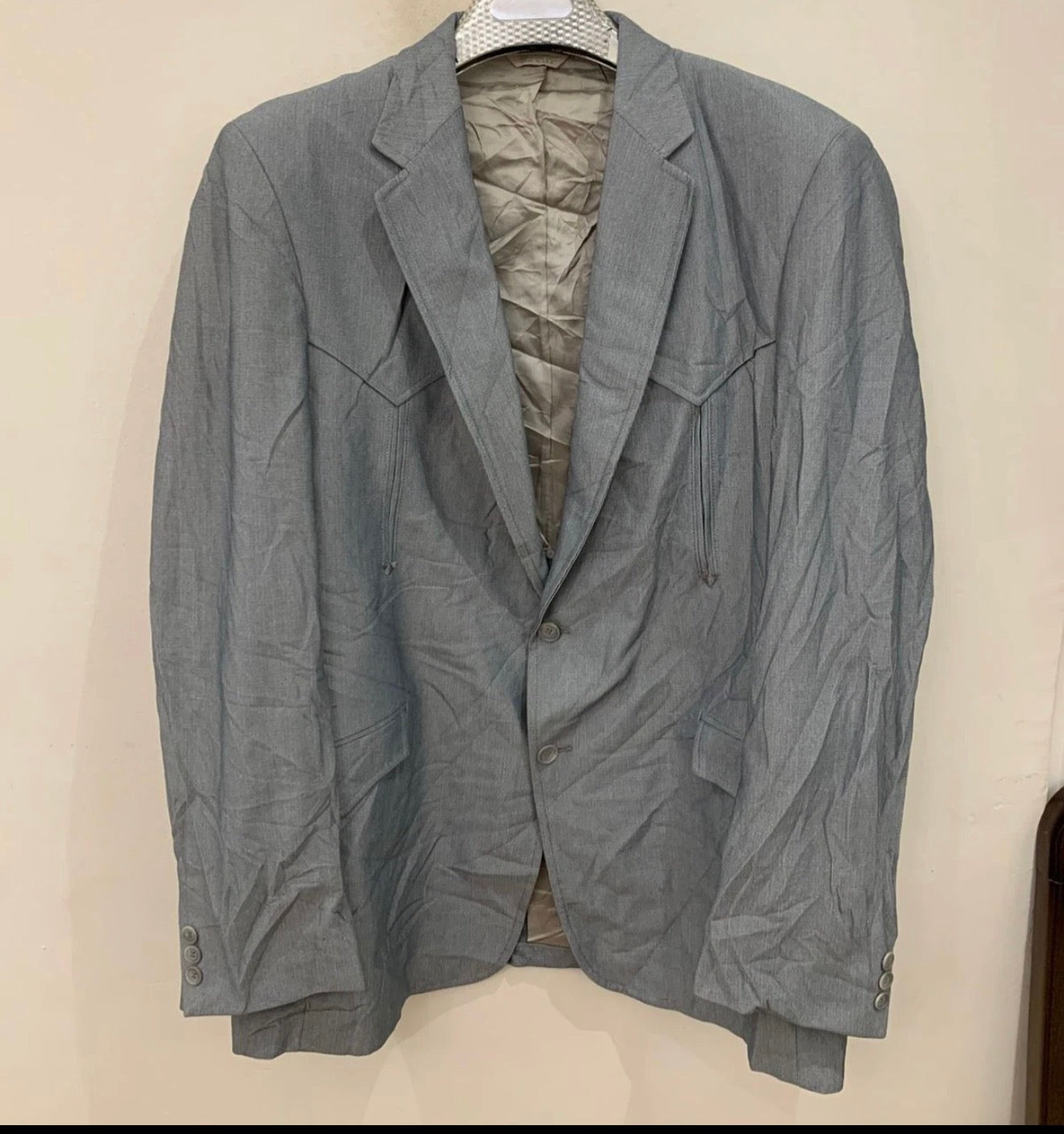 Vintage classic western cowboy silver gray hunting jacket blazer 44L