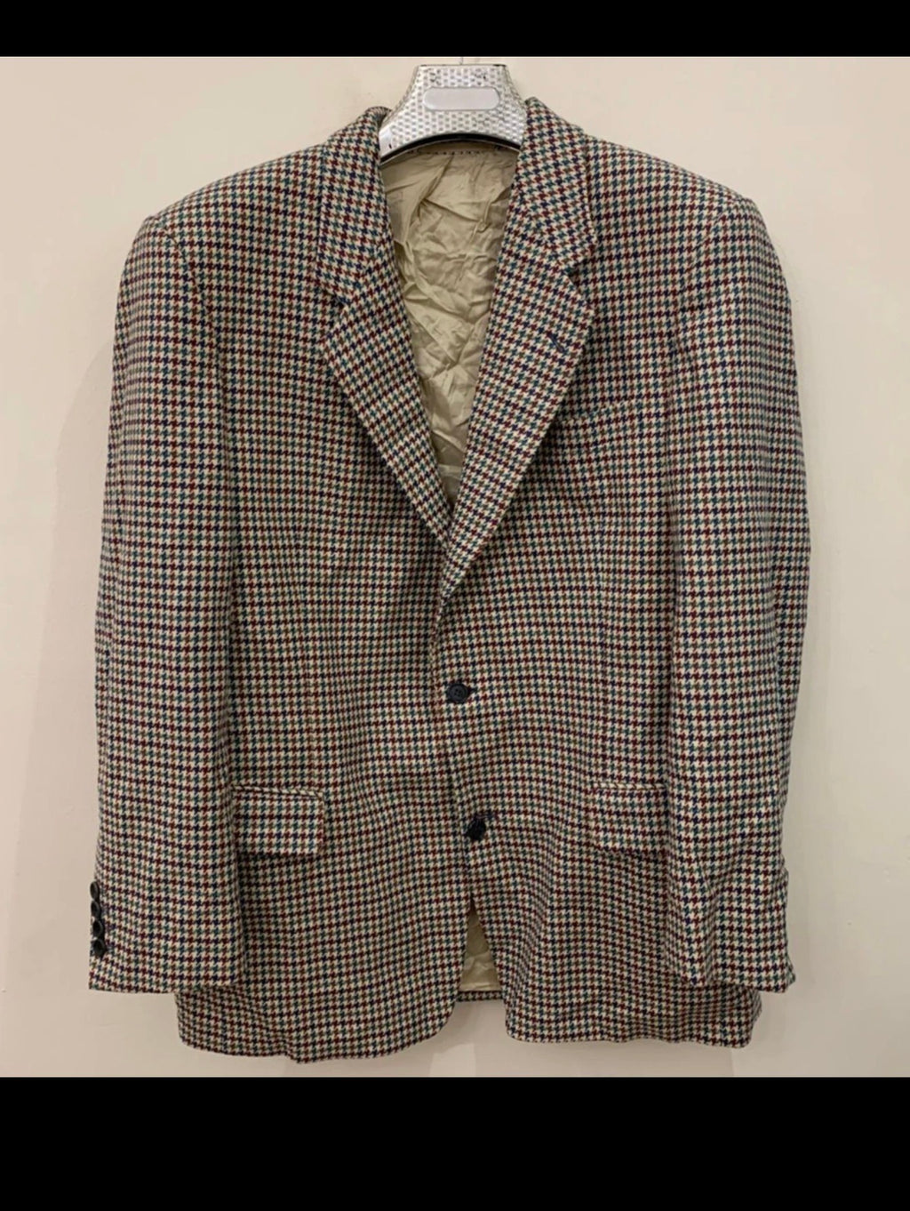 Vintage Windsor pure Lambswool houndstooth classic hunting jacket blazer 42R