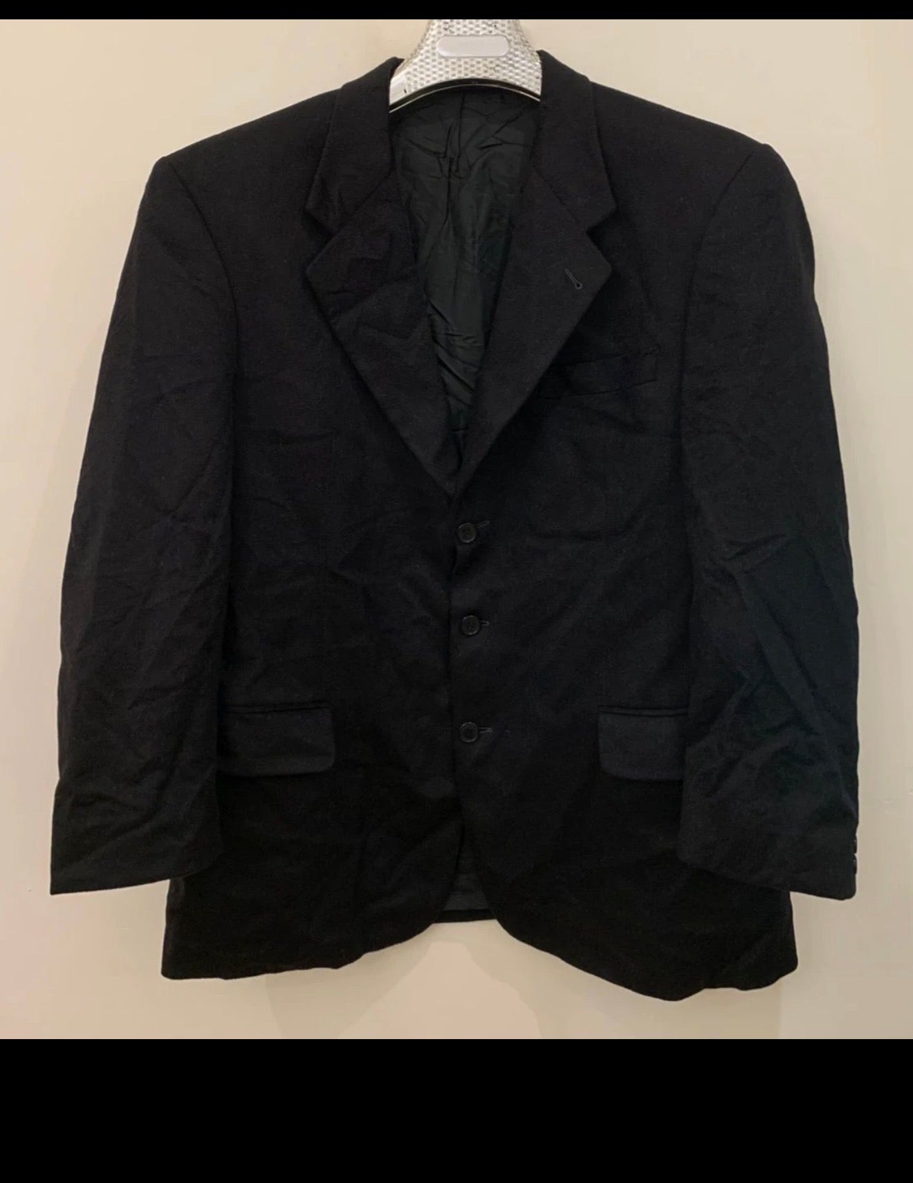 Vintage 100% pure cashmere classic black suit jacket blazer 46R 44R