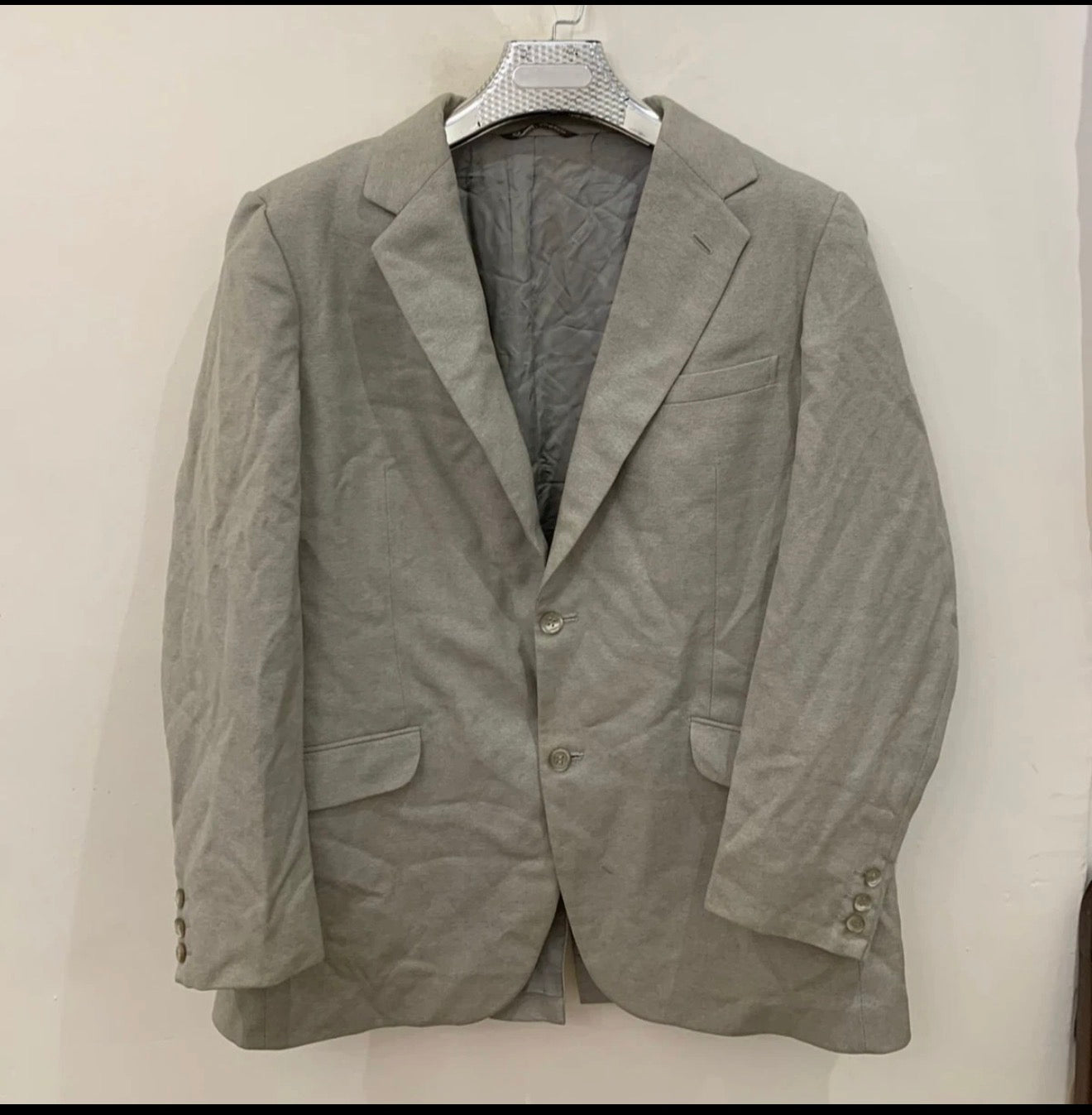 Vintage pure wool classic silver gray 2 button suit jacket blazer 40R