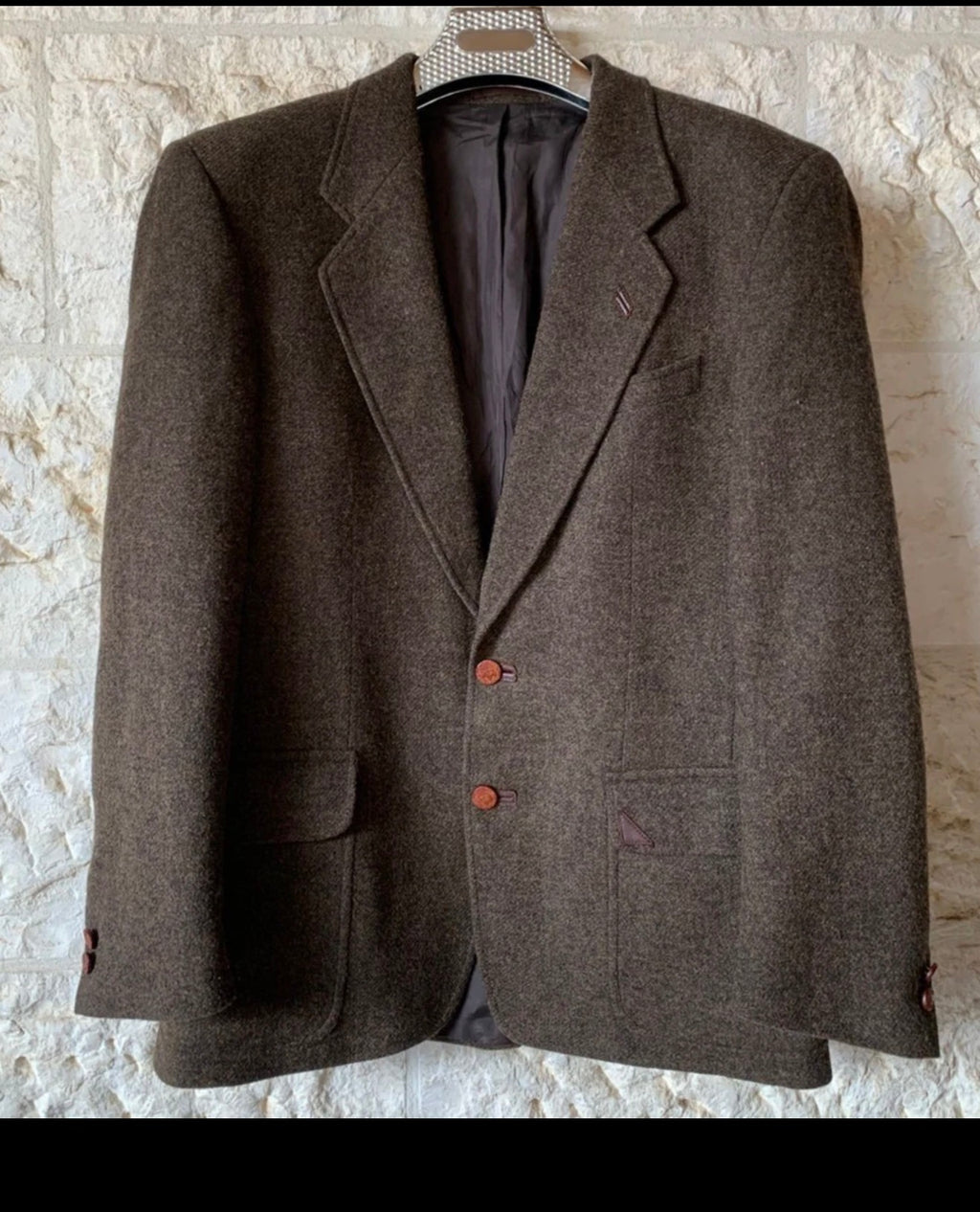 Vintage pure wool handwoven Tweed classic brown hunting jacket blazer 42R