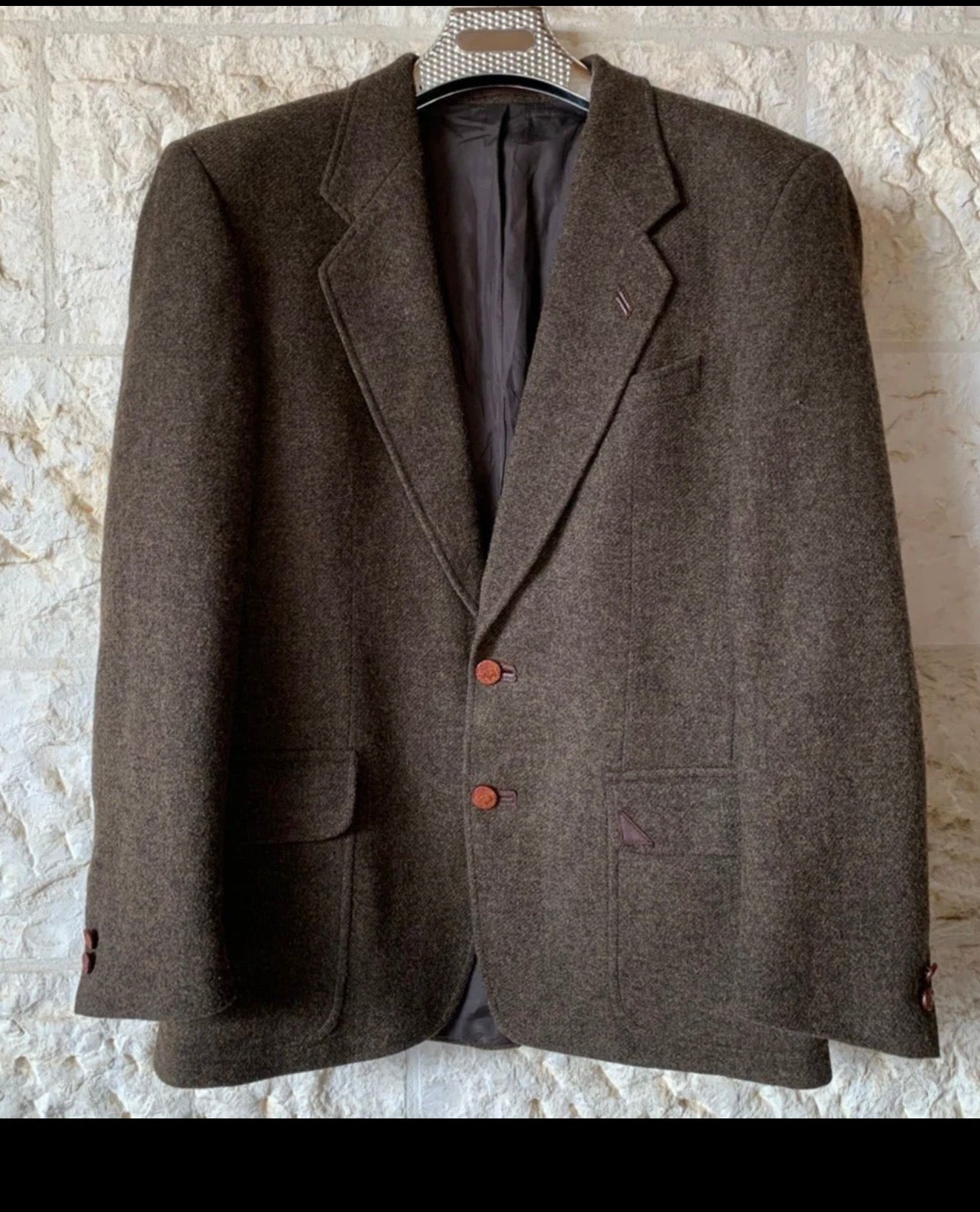 Vintage pure wool handwoven Tweed classic brown hunting jacket blazer 42R