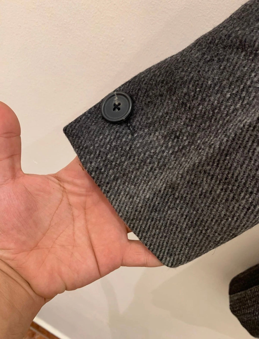Vintage woollen wool classic unique charcoal gray over coat jacket 40R 40L