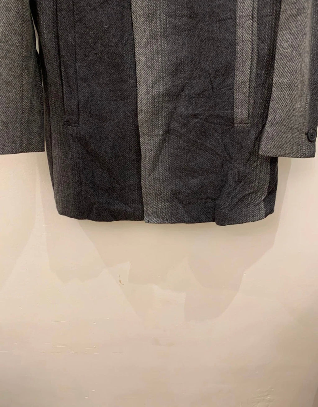 Vintage woollen wool classic unique charcoal gray over coat jacket 40R 40L