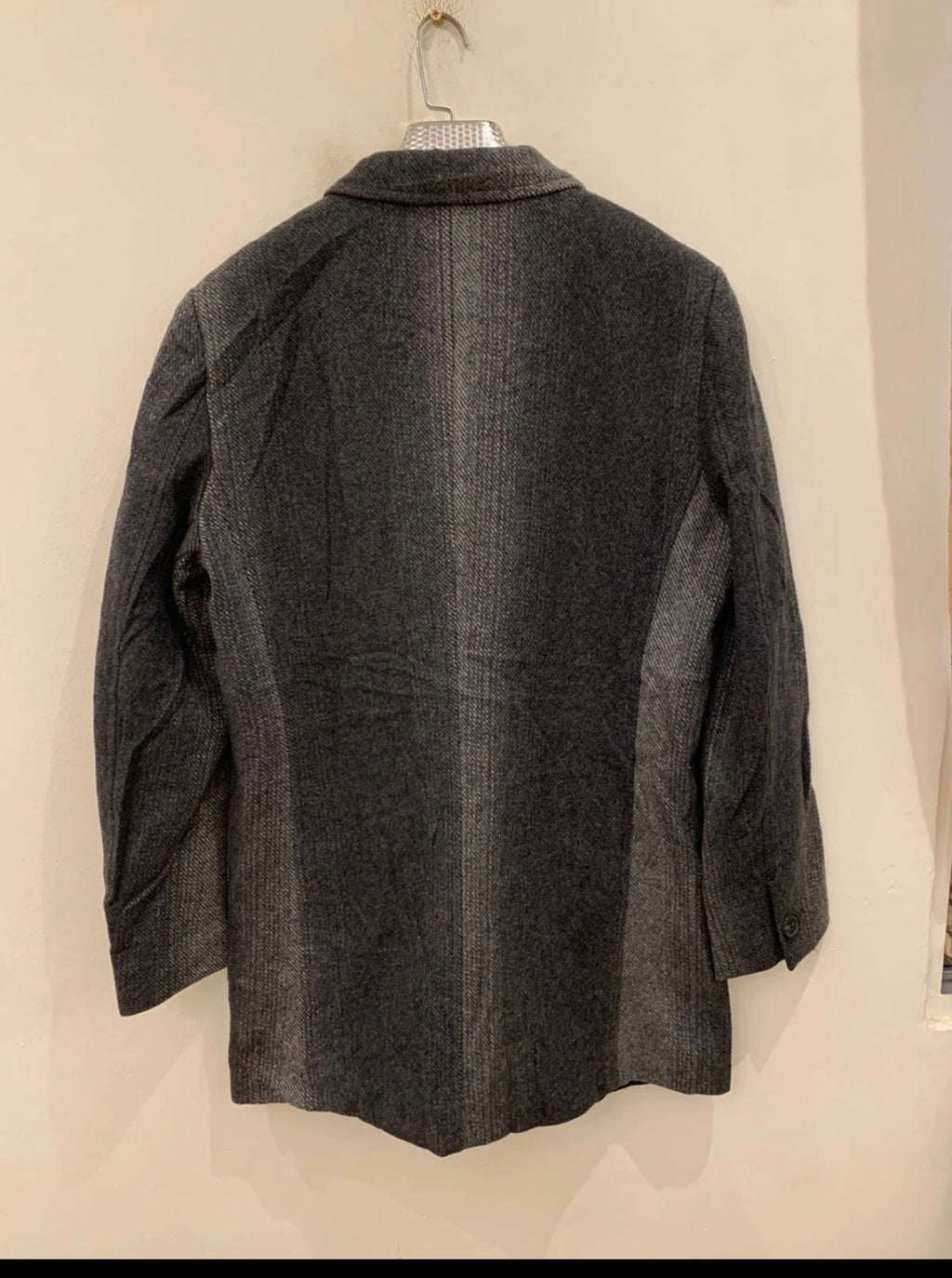 Vintage woollen wool classic unique charcoal gray over coat jacket 40R 40L