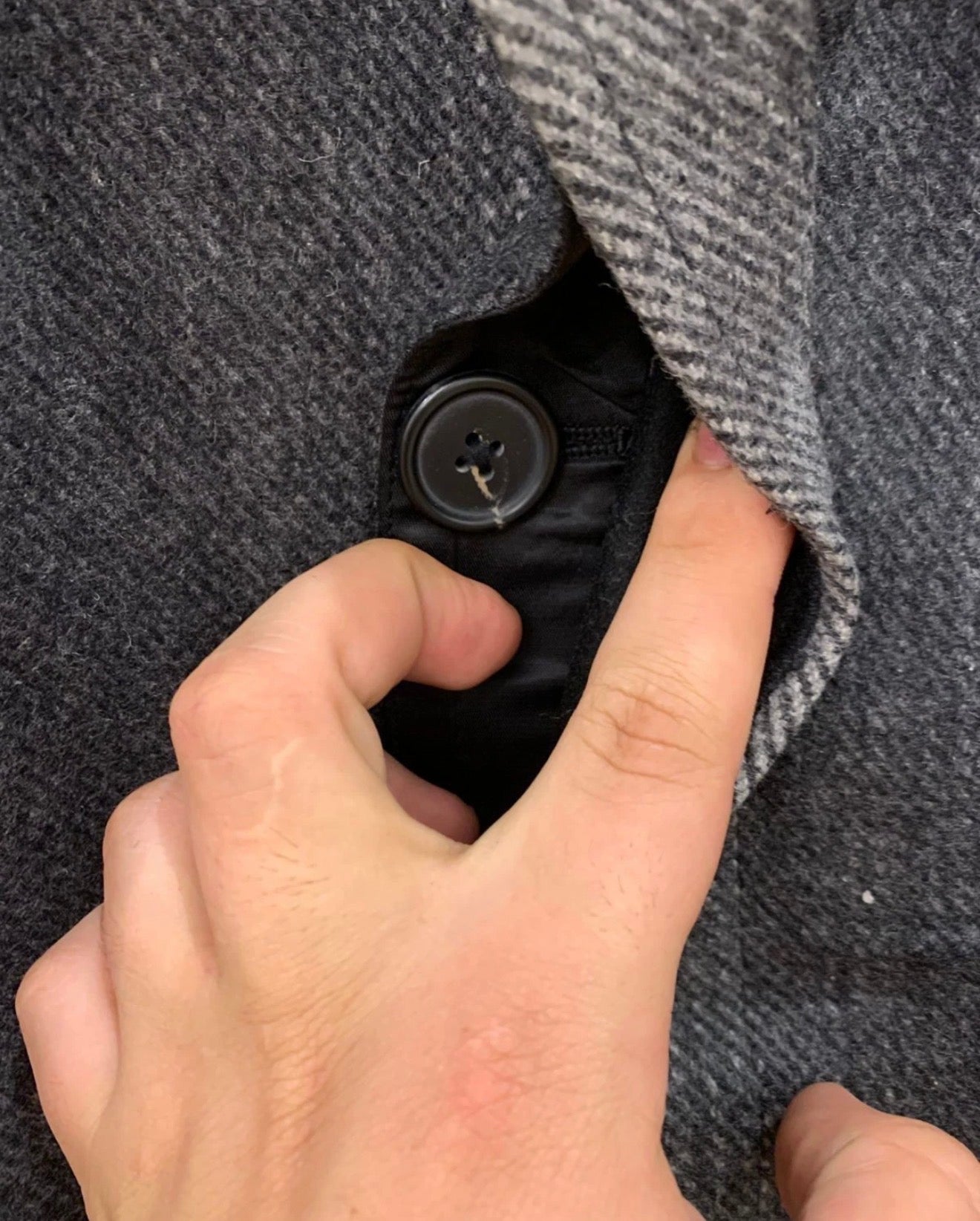 Vintage woollen wool classic unique charcoal gray over coat jacket 40R 40L