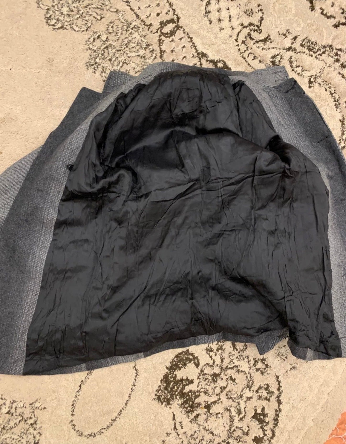 Vintage woollen wool classic unique charcoal gray over coat jacket 40R 40L