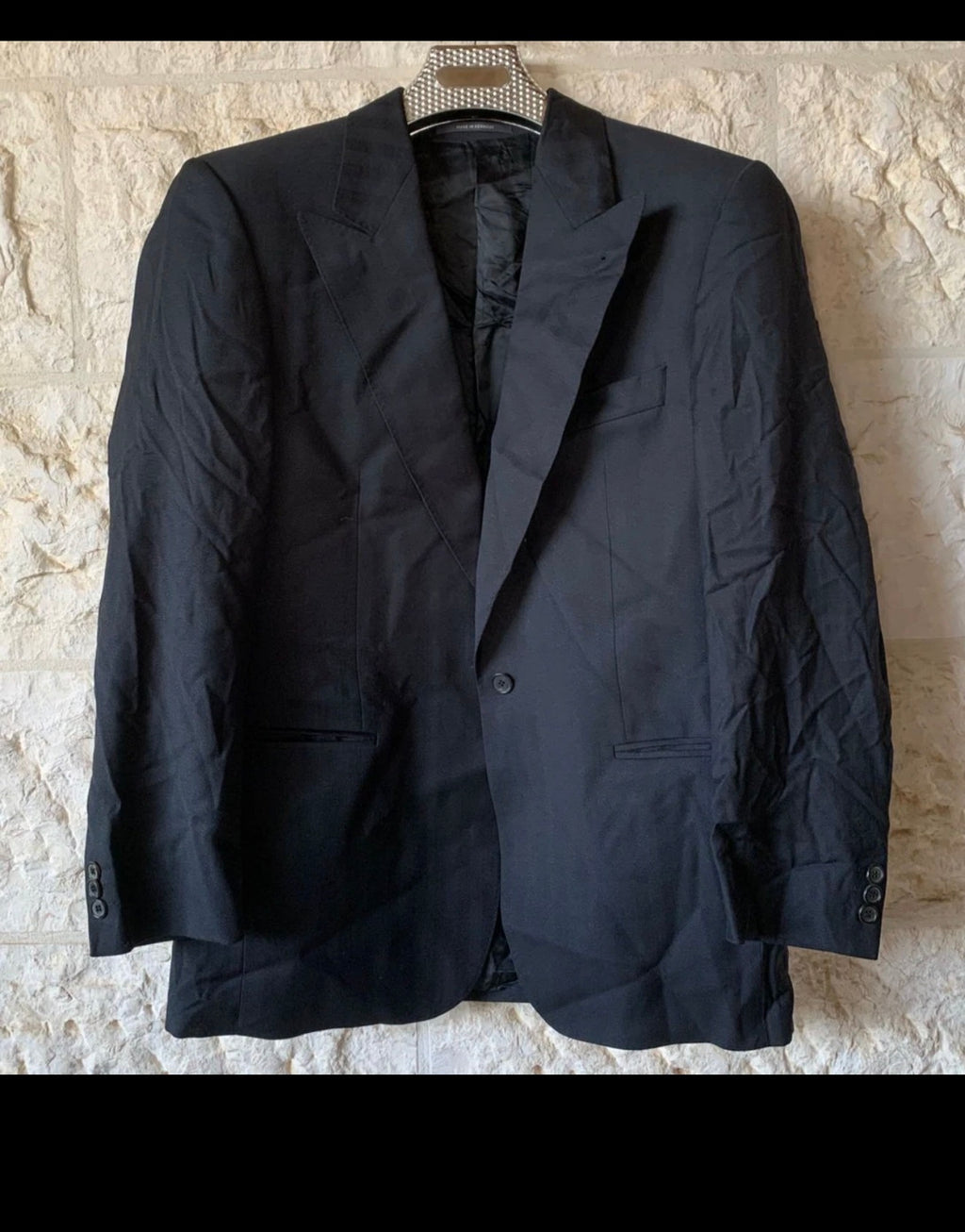 Classic Eduard Dressler wool Silk charcoal Peak Lapel jacket blazer 42R