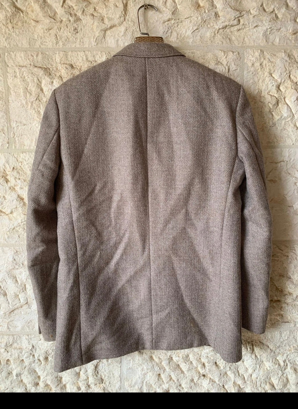Vintage pure wool handwoven Tweed herringbone brown hunting jacket blazer 40R