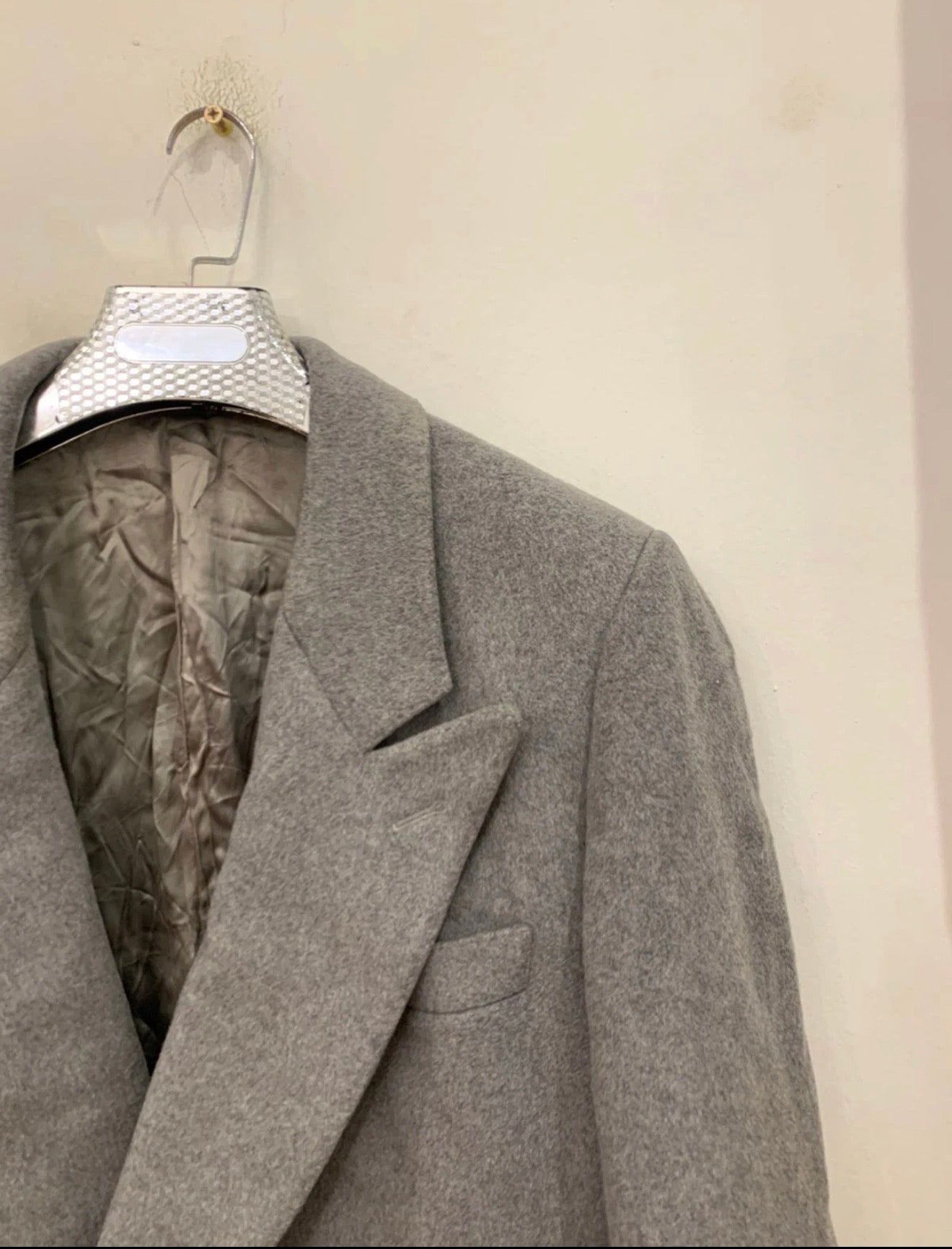 Vintage wool cashmere blend double breasted gangster gray over coat 42R