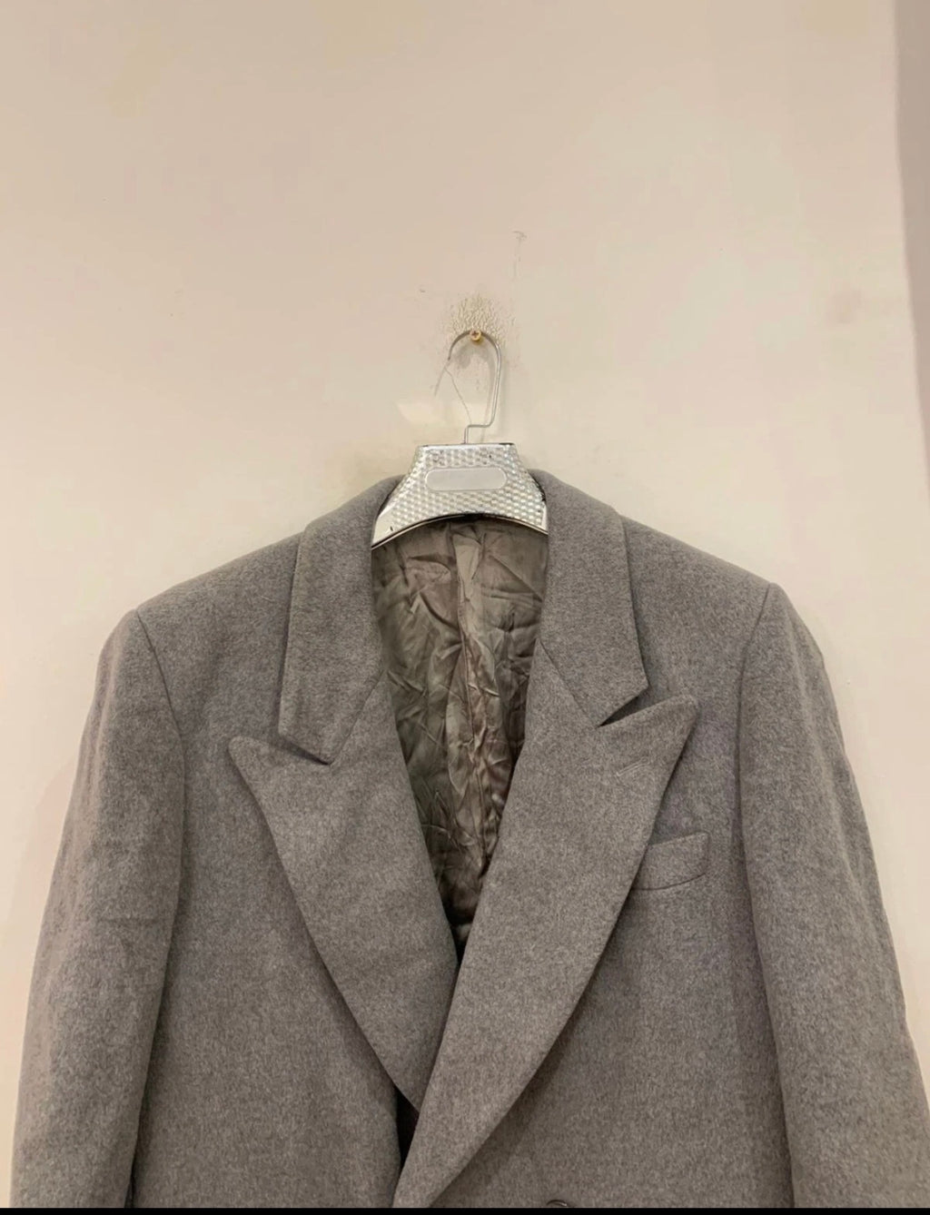 Vintage wool cashmere blend double breasted gangster gray over coat 42R