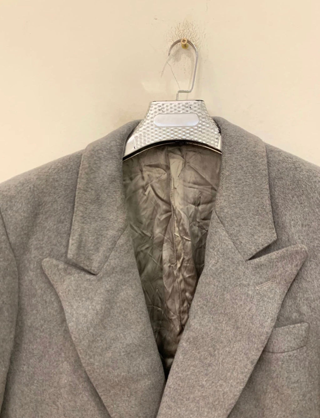 Vintage wool cashmere blend double breasted gangster gray over coat 42R