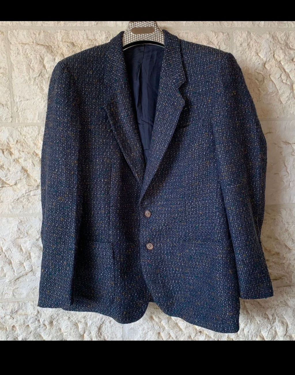 Vintage pure wool Tweed camouflage navy classic hunting jacket blazer 42R