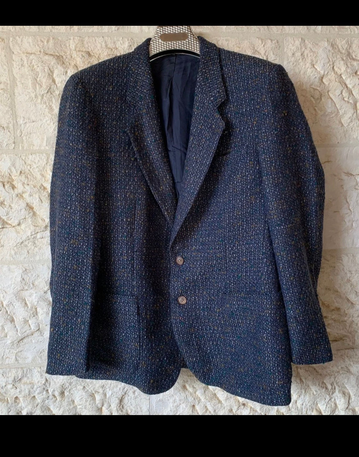 Vintage pure wool Tweed camouflage navy classic hunting jacket blazer 42R