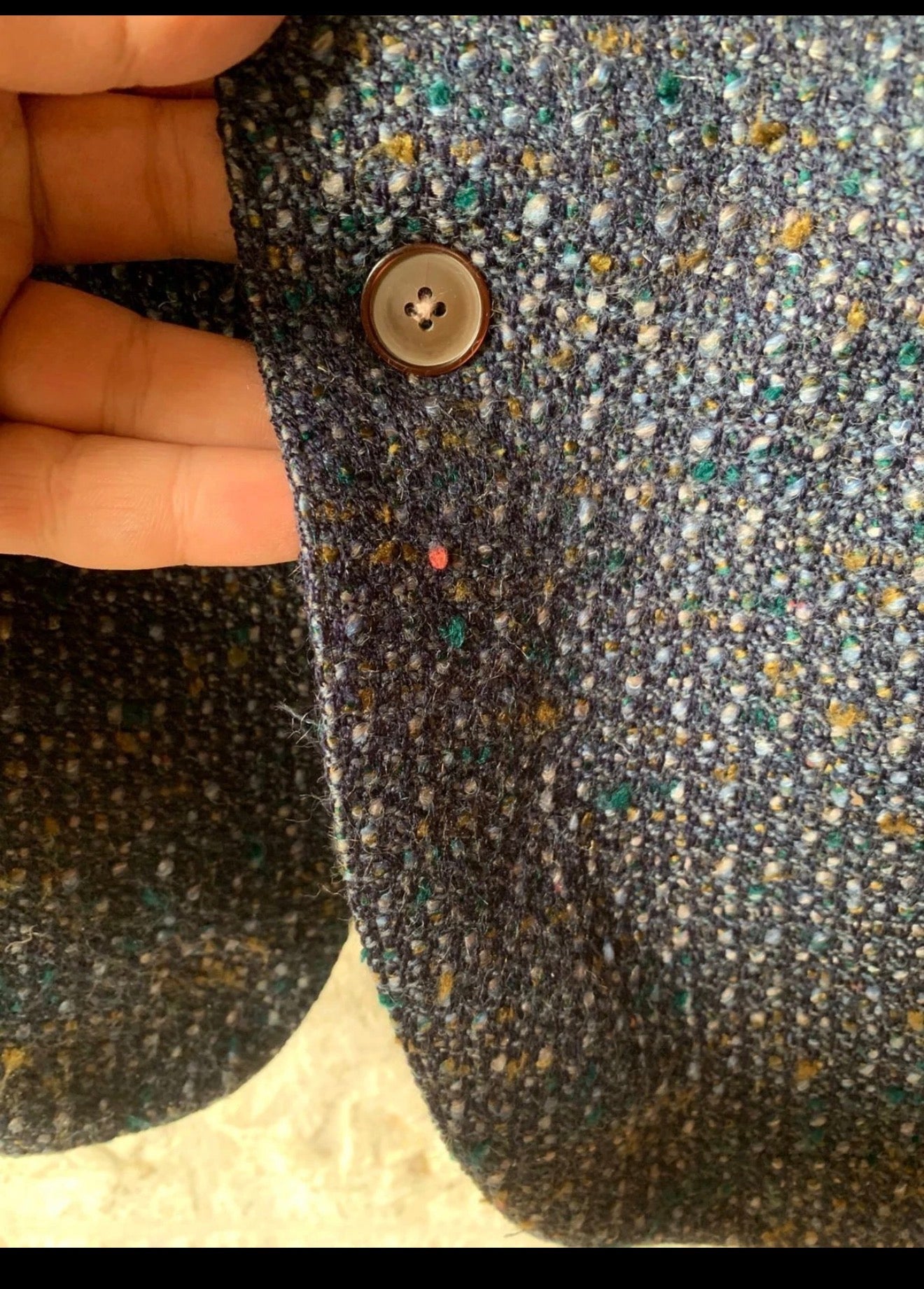 Vintage pure wool Tweed camouflage navy classic hunting jacket blazer 42R