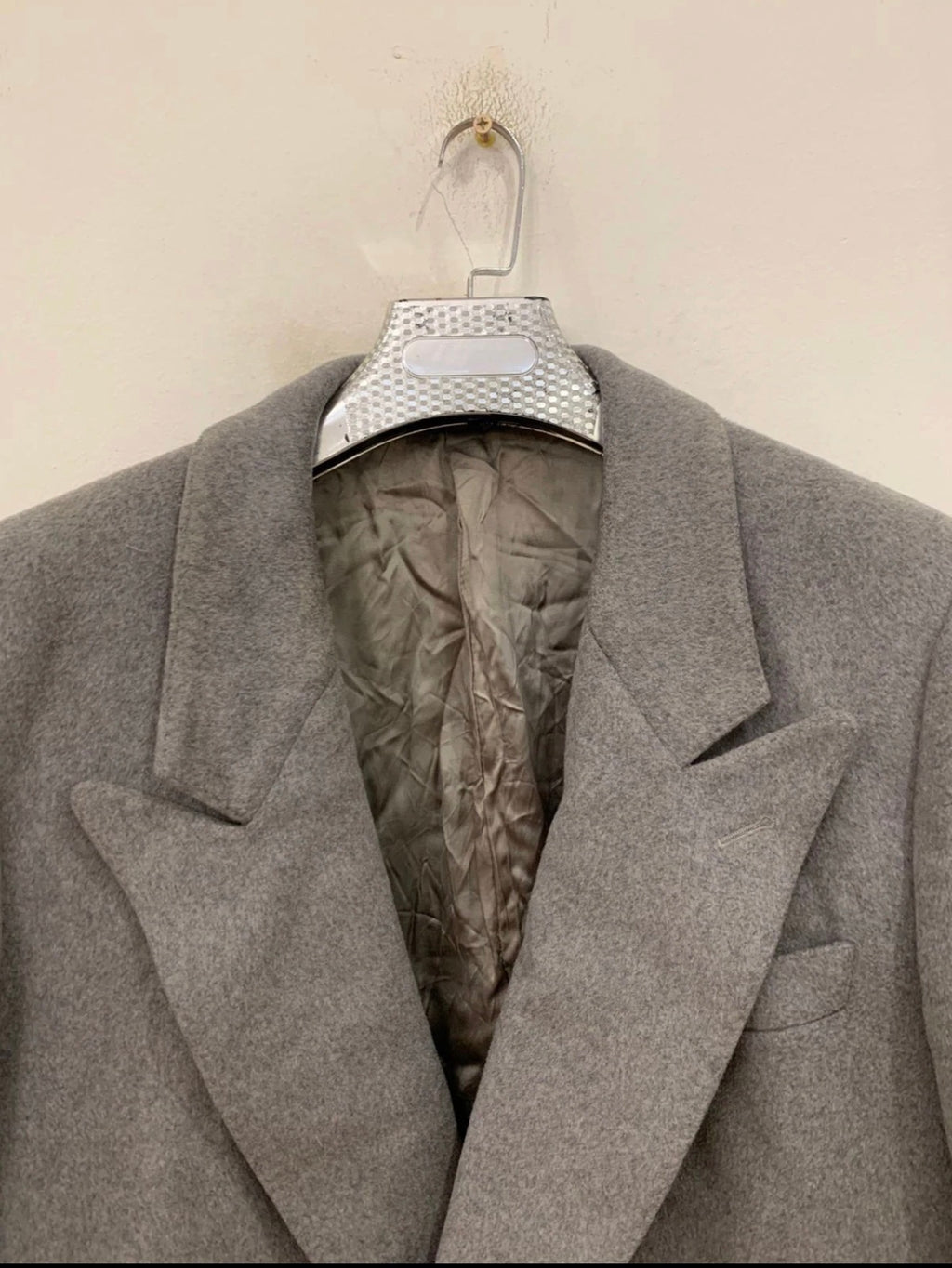 Vintage wool cashmere blend double breasted gangster gray over coat 42R
