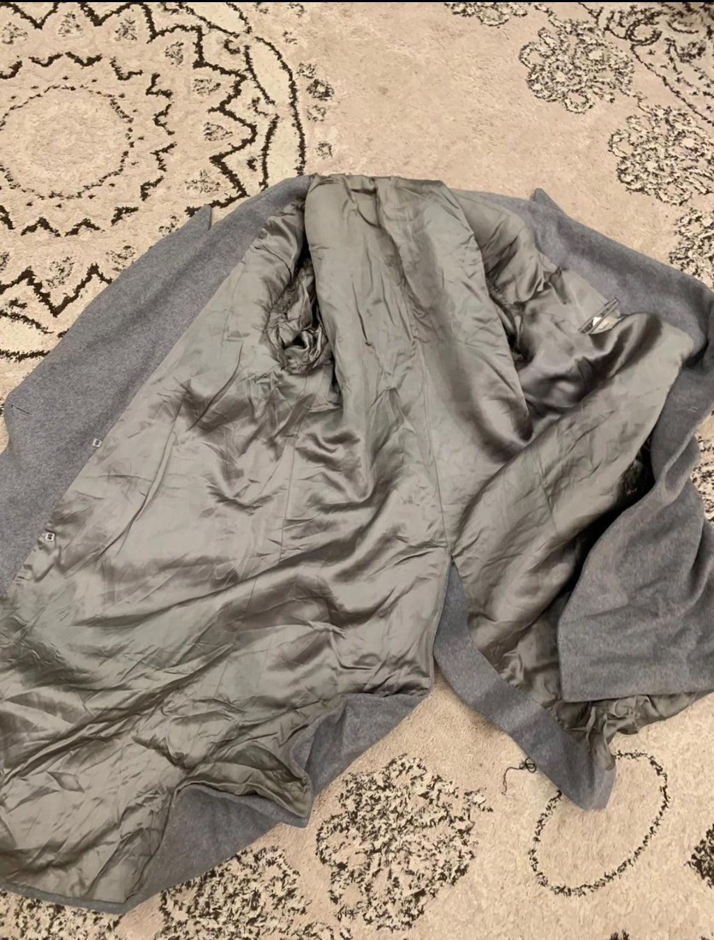 Vintage wool cashmere blend double breasted gangster gray over coat 42R