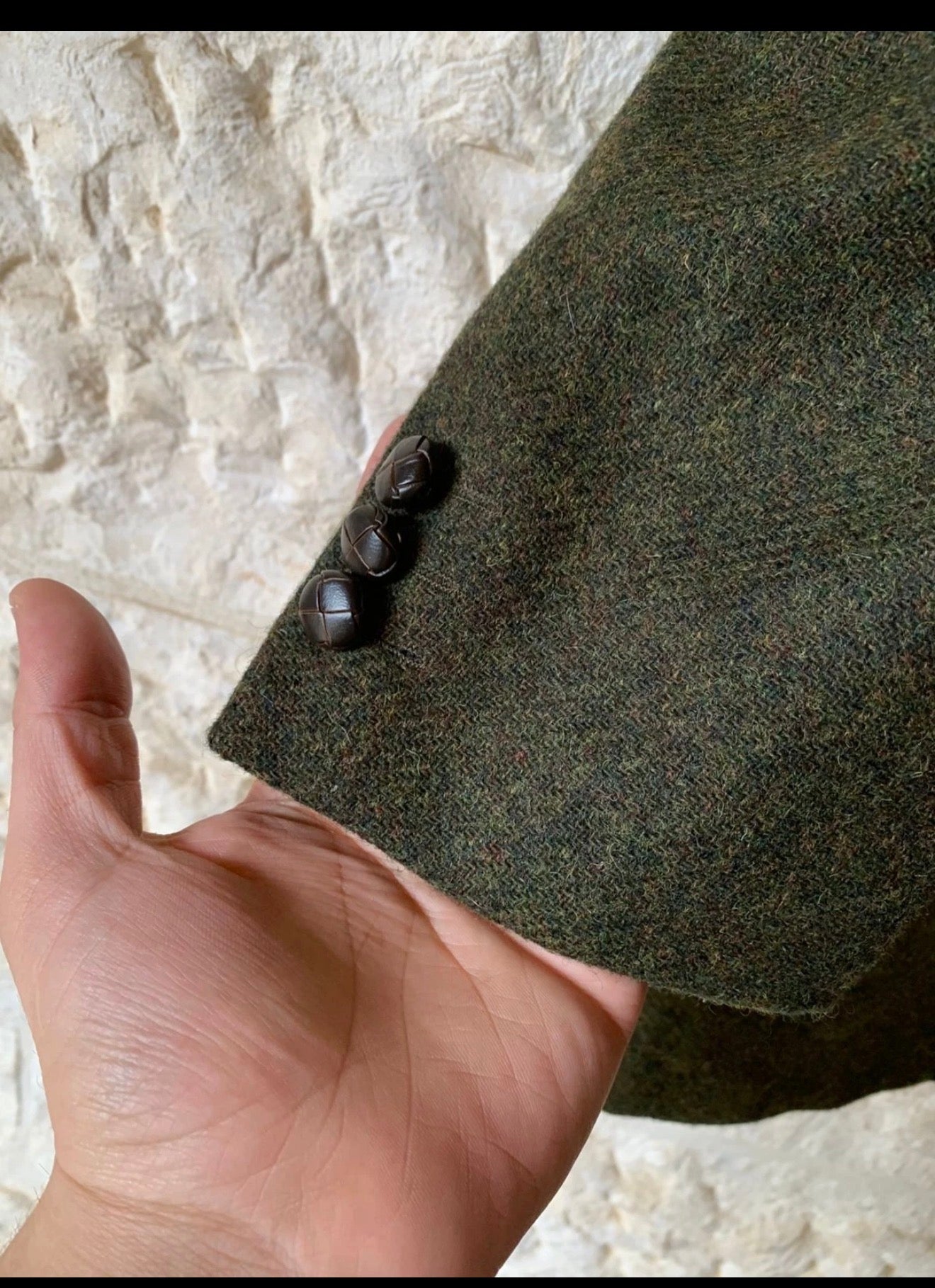 Vintage pure wool handwoven Tweed green hunting jacket blazer 44R