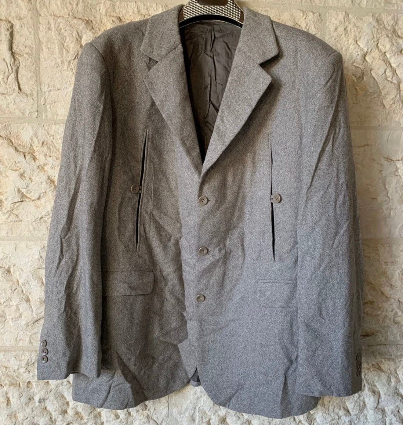 Vintage Wool blend classic silver gray hunting jacket blazer 46R 46L XL