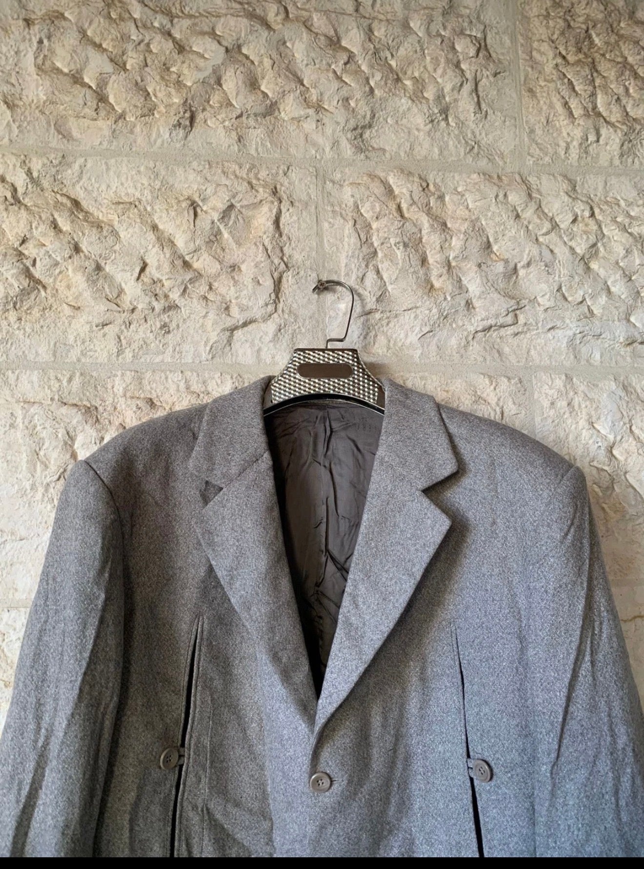 Vintage Wool blend classic silver gray hunting jacket blazer 46R 46L XL