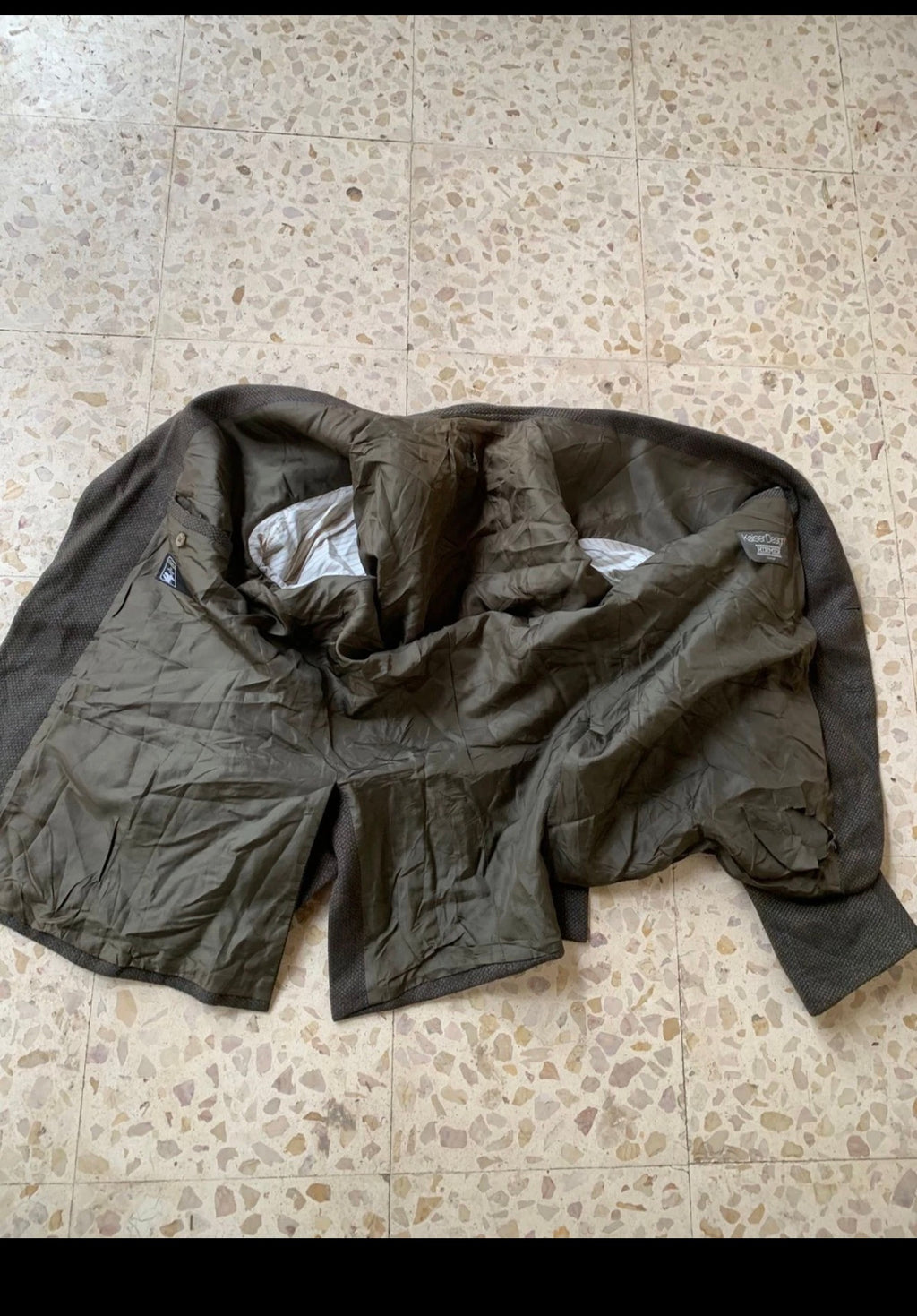 Vintage Wool Cashmere Silk Windowpane green hunting jacket blazer 42R