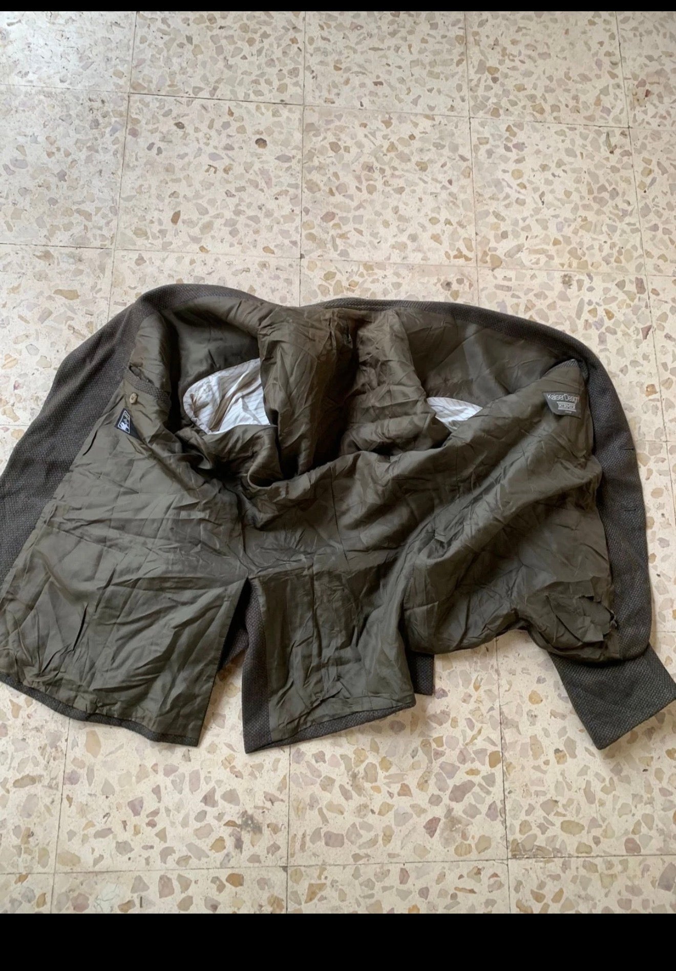 Vintage Wool Cashmere Silk Windowpane green hunting jacket blazer 42R
