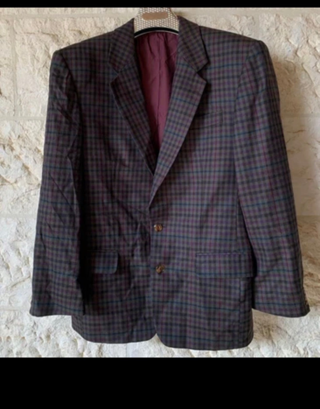 Vintage pure wool camouflage plaid classic unique jacket blazer 38R