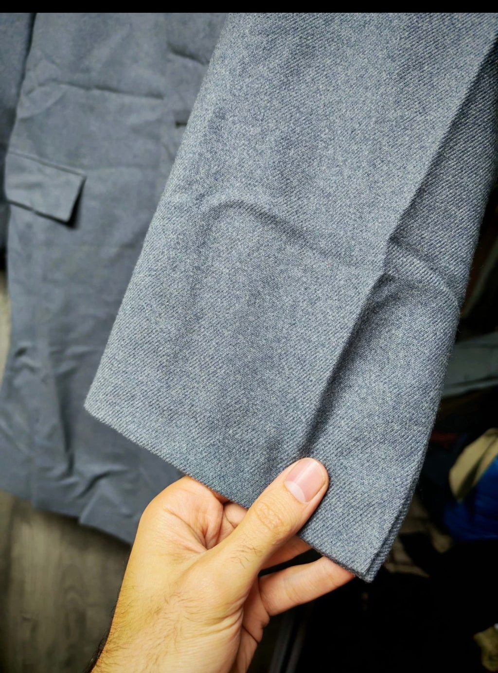 1970s vintage wool camel hair classic gray gabardine suit over coat 44R