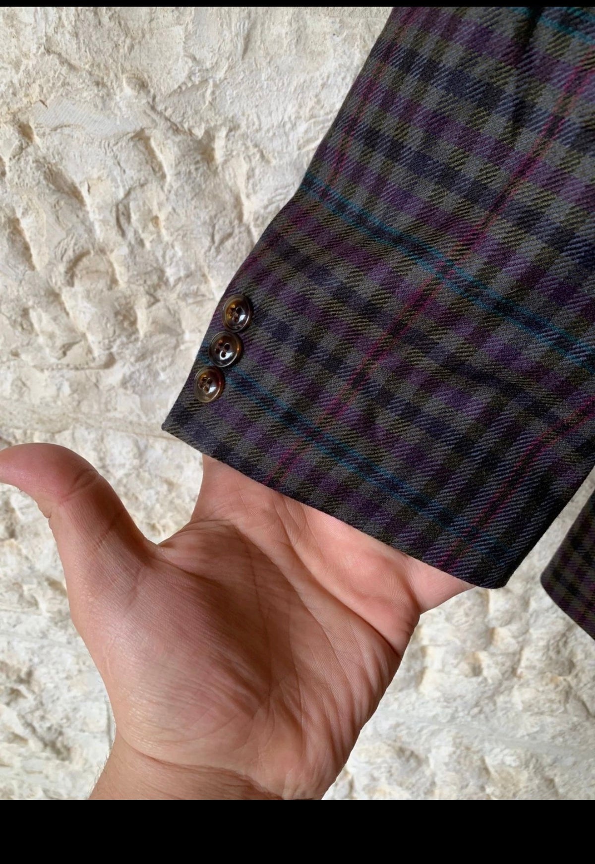 Vintage pure wool camouflage plaid classic unique jacket blazer 38R