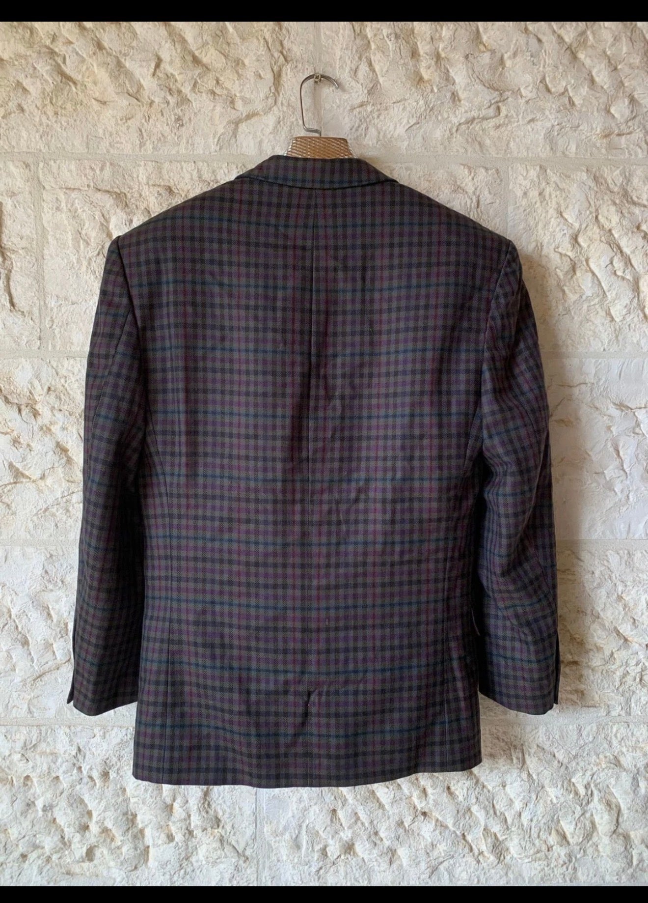 Vintage pure wool camouflage plaid classic unique jacket blazer 38R