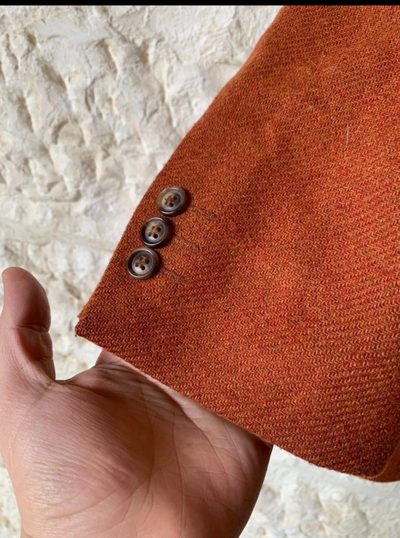 Vintage pure wool tweed brownish orange classic hunting jacket blazer 44R 44L