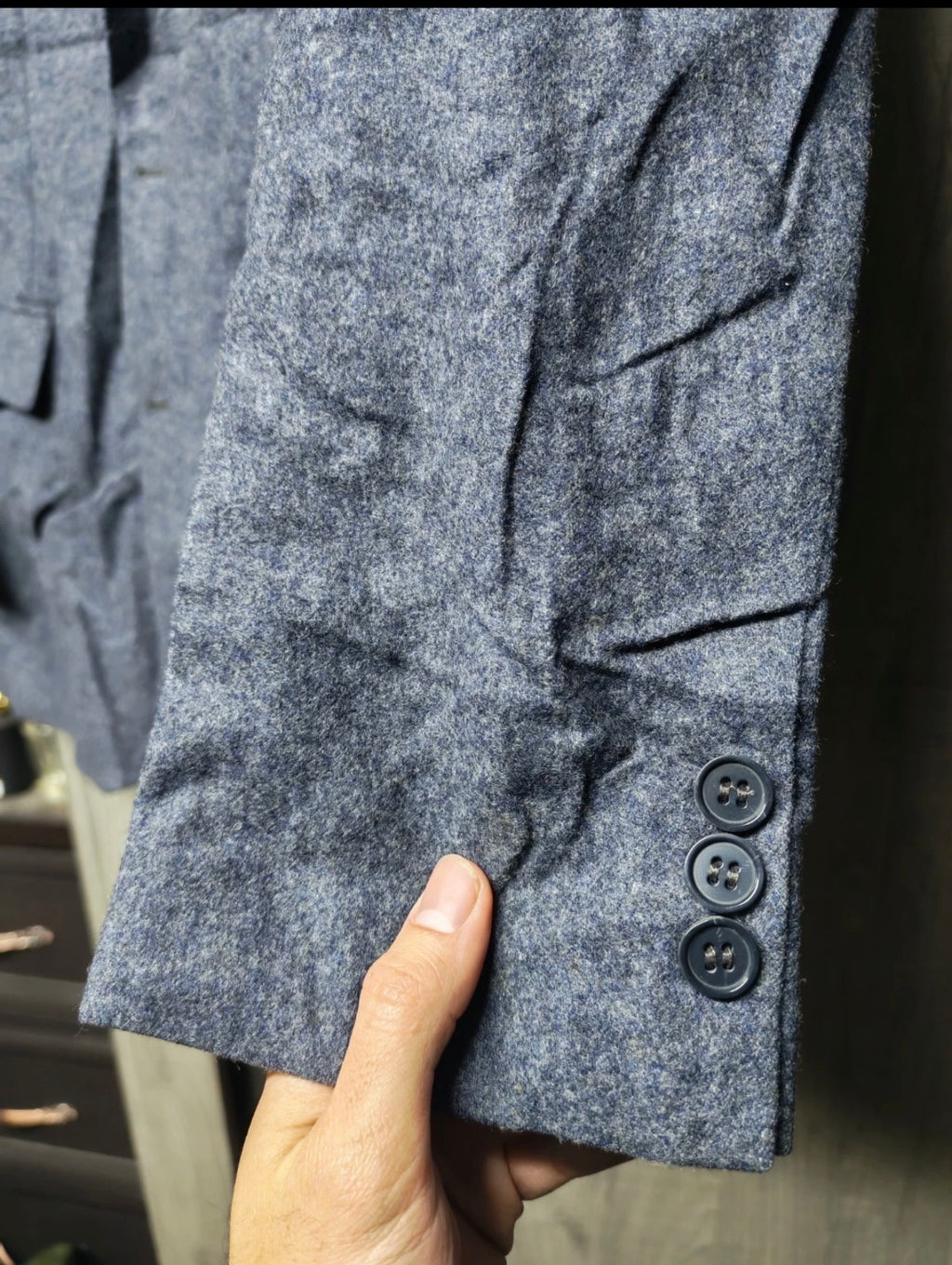 Vintage pure woollen wool classic bluish gray 2 button suit 38R