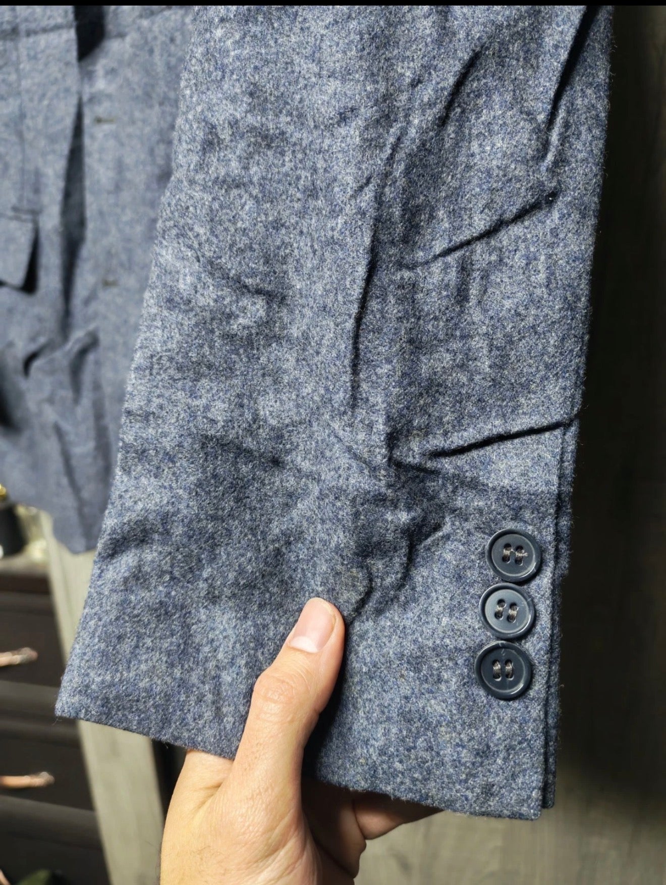 Vintage pure woollen wool classic bluish gray 2 button suit 38R