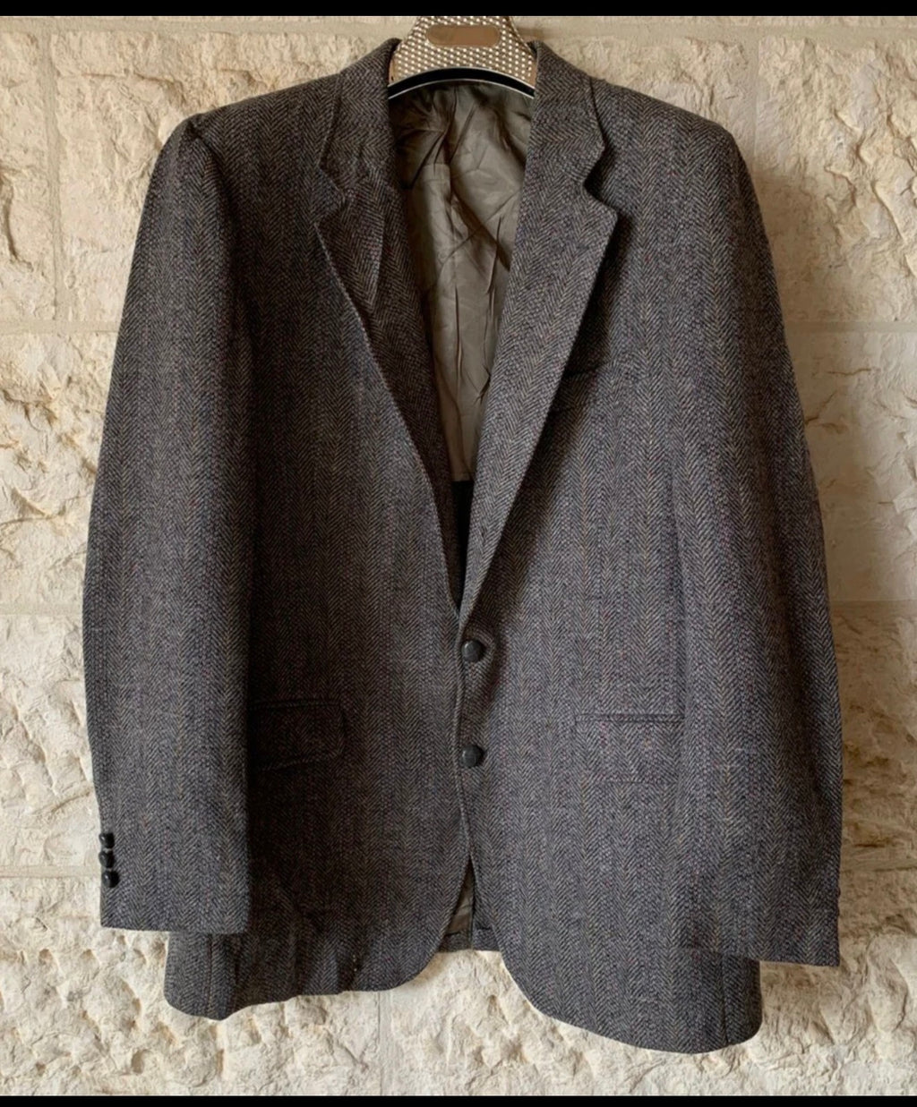 Vintage Stafford pure wool handwoven Tweed herringbone hunting jacket blazer 42L