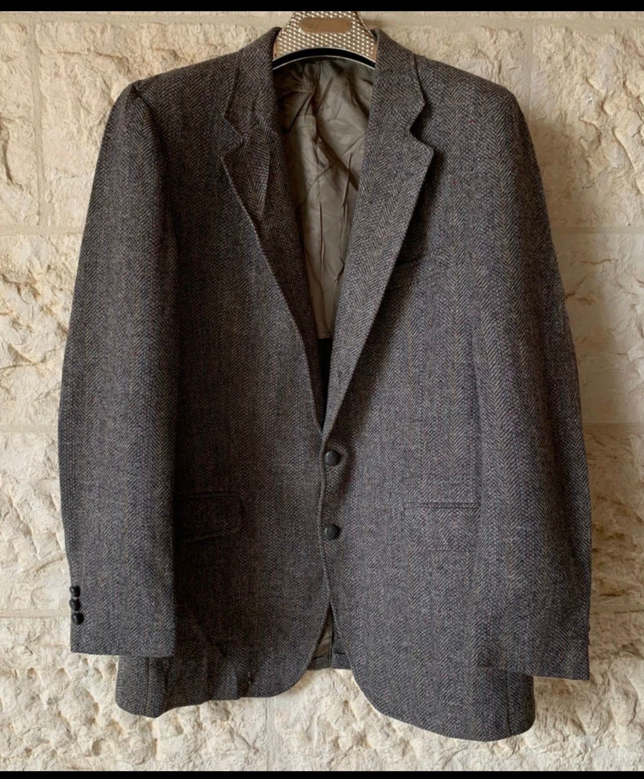 Vintage Stafford pure wool handwoven Tweed herringbone hunting jacket blazer 42L