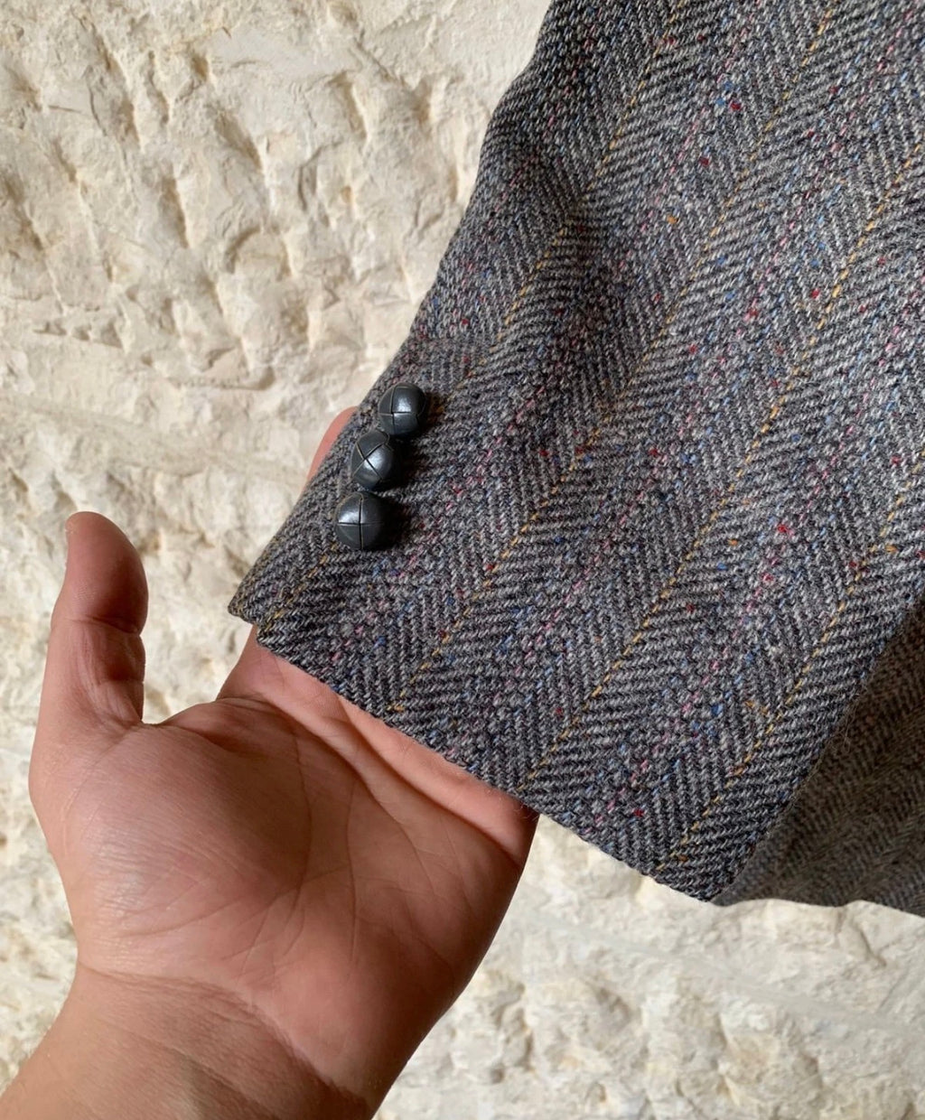 Vintage Stafford pure wool handwoven Tweed herringbone hunting jacket blazer 42L