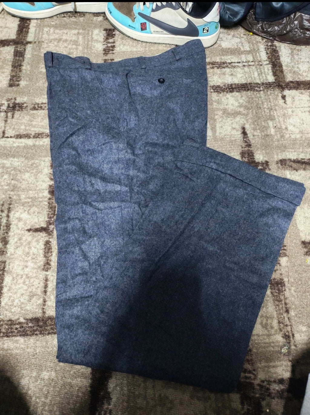 Vintage pure woollen wool classic bluish gray 2 button suit 38R