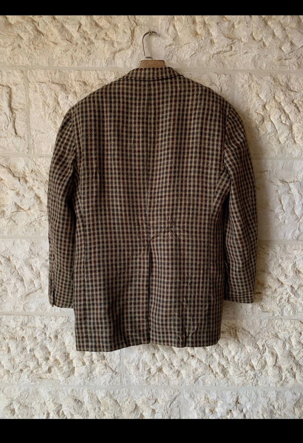 Vintage Tommy Hilfiger pure wool handwoven tweed plaid brown jacket blazer 40R