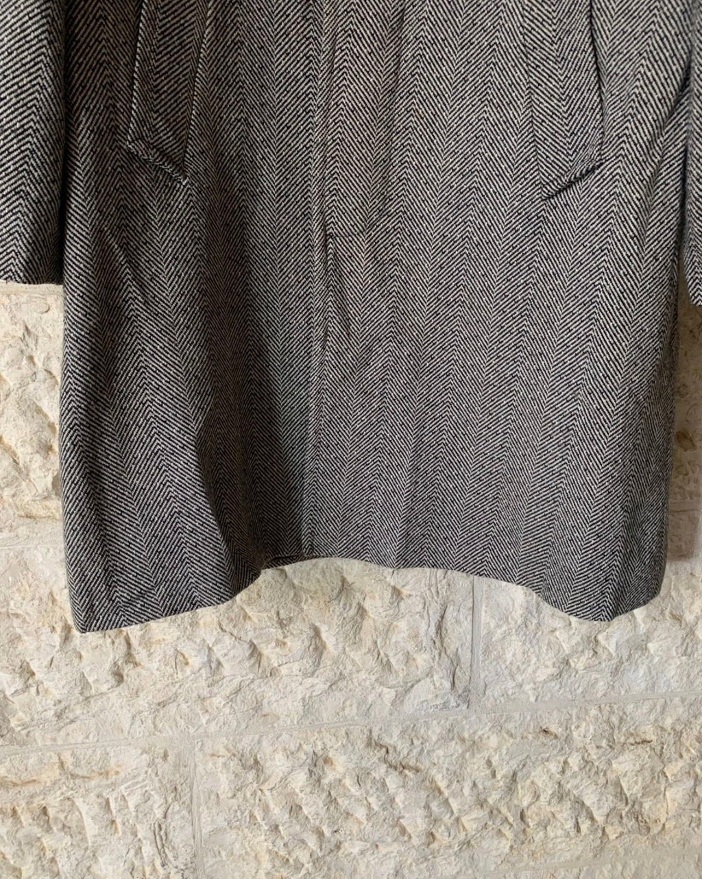 Vintage wool blended herringbone classic gray over coat 46R XL