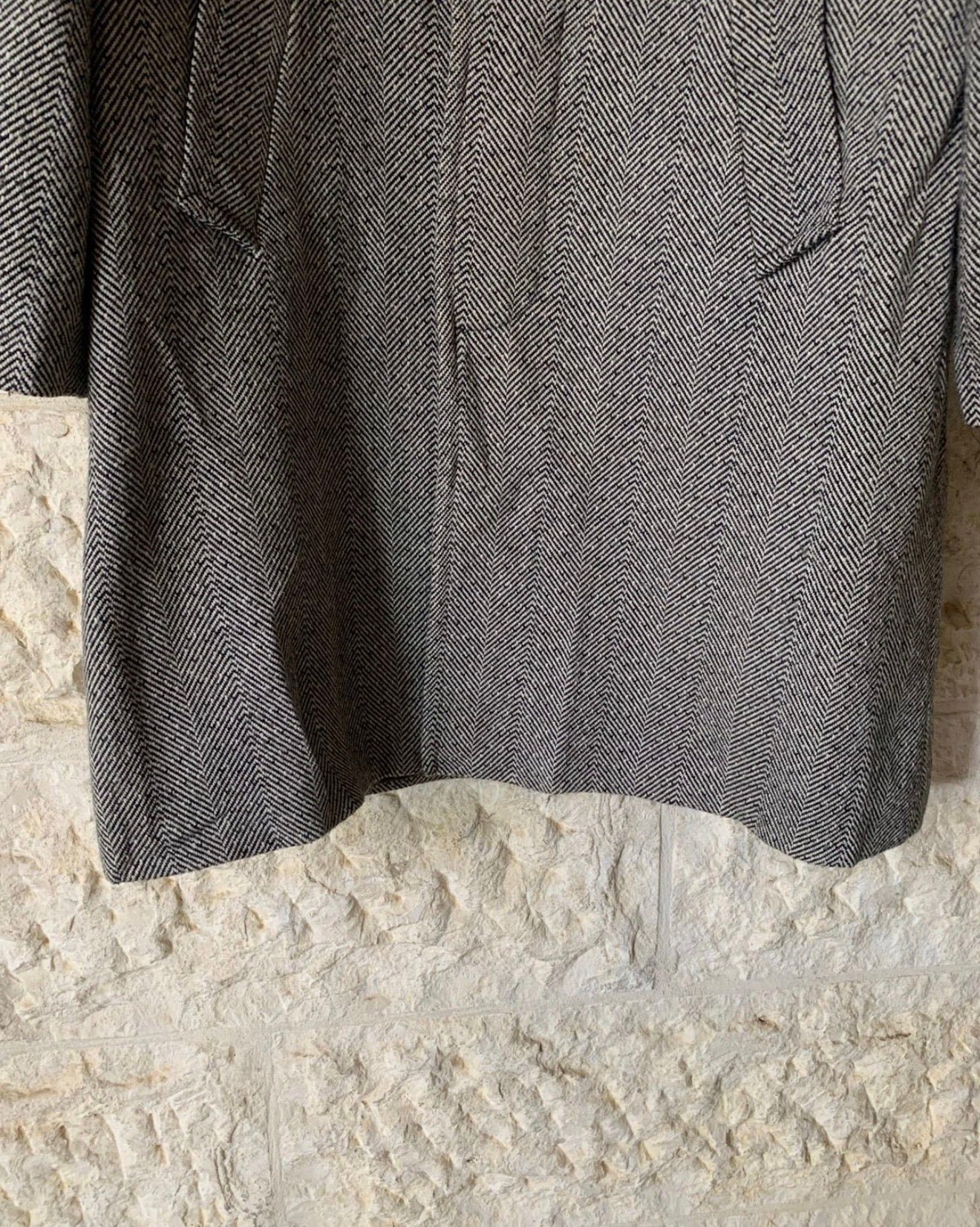 Vintage wool blended herringbone classic gray over coat 46R XL