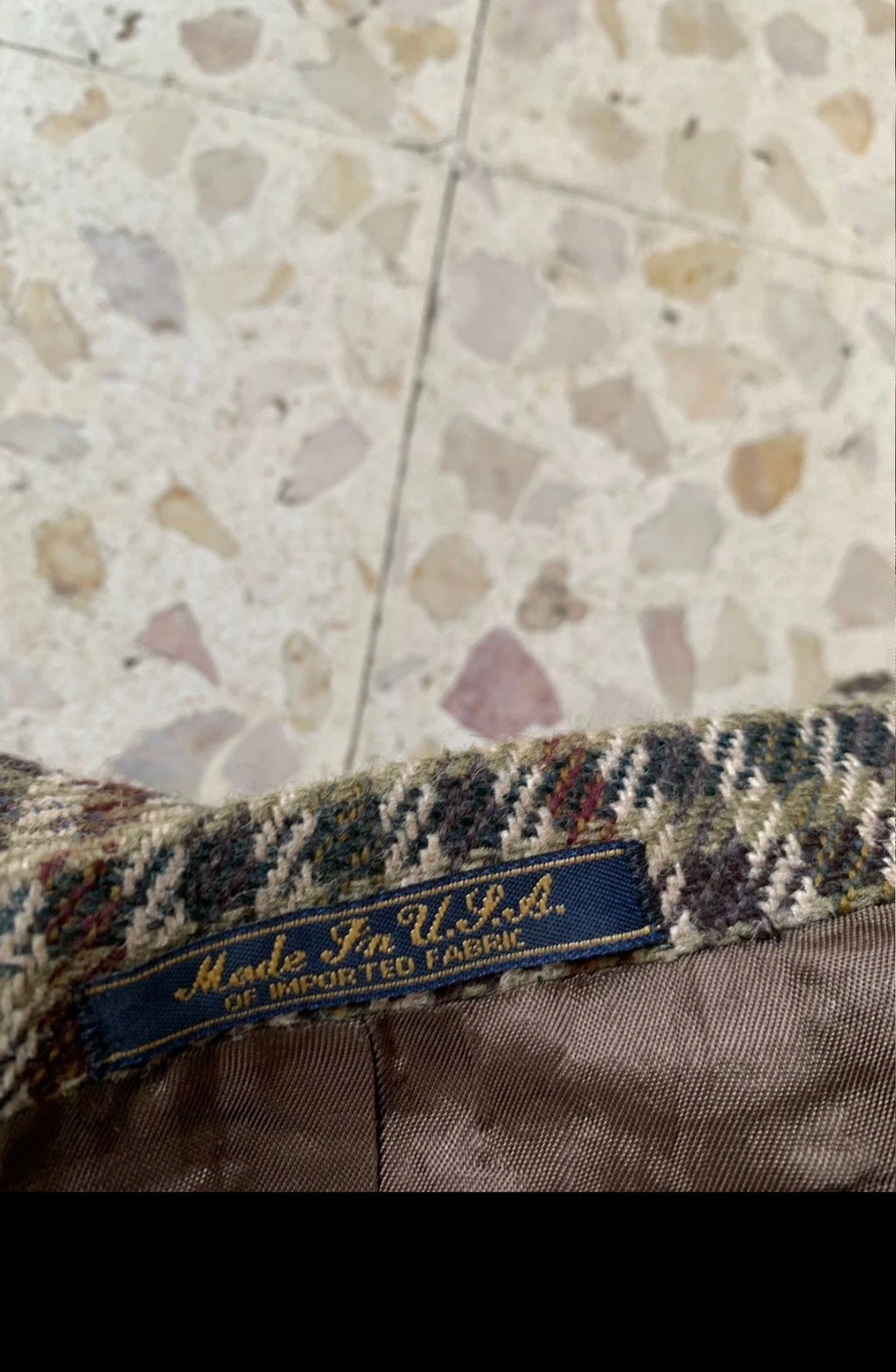 Vintage Tommy Hilfiger pure wool handwoven tweed plaid brown jacket blazer 40R