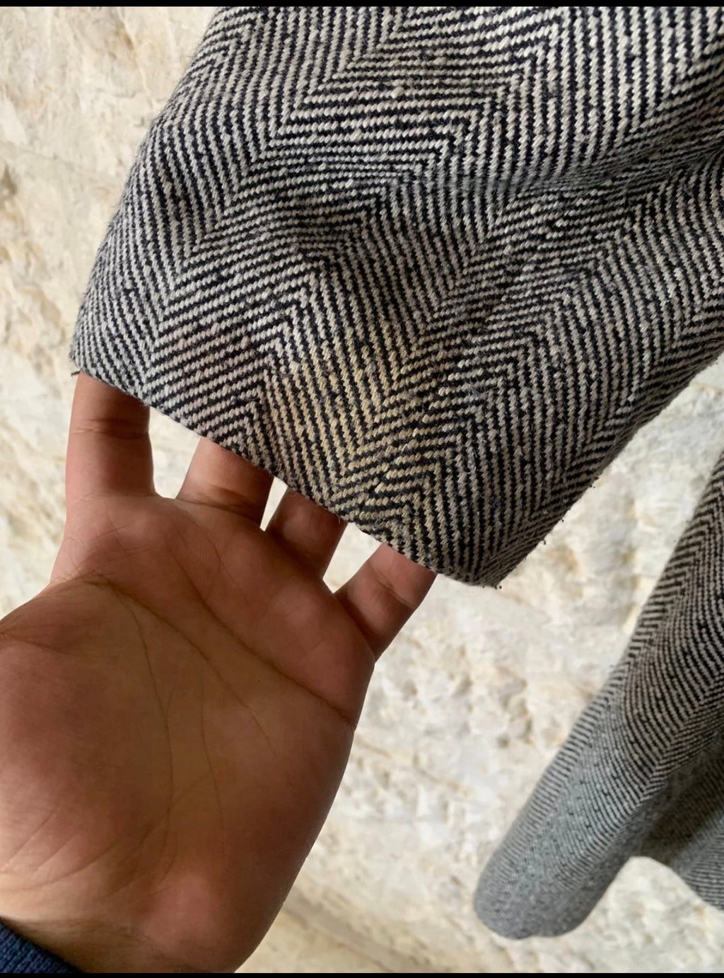 Vintage wool blended herringbone classic gray over coat 46R XL