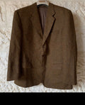 Vintage pure wool handwoven Tweed herringbone brownish hunting jacket blazer 44R