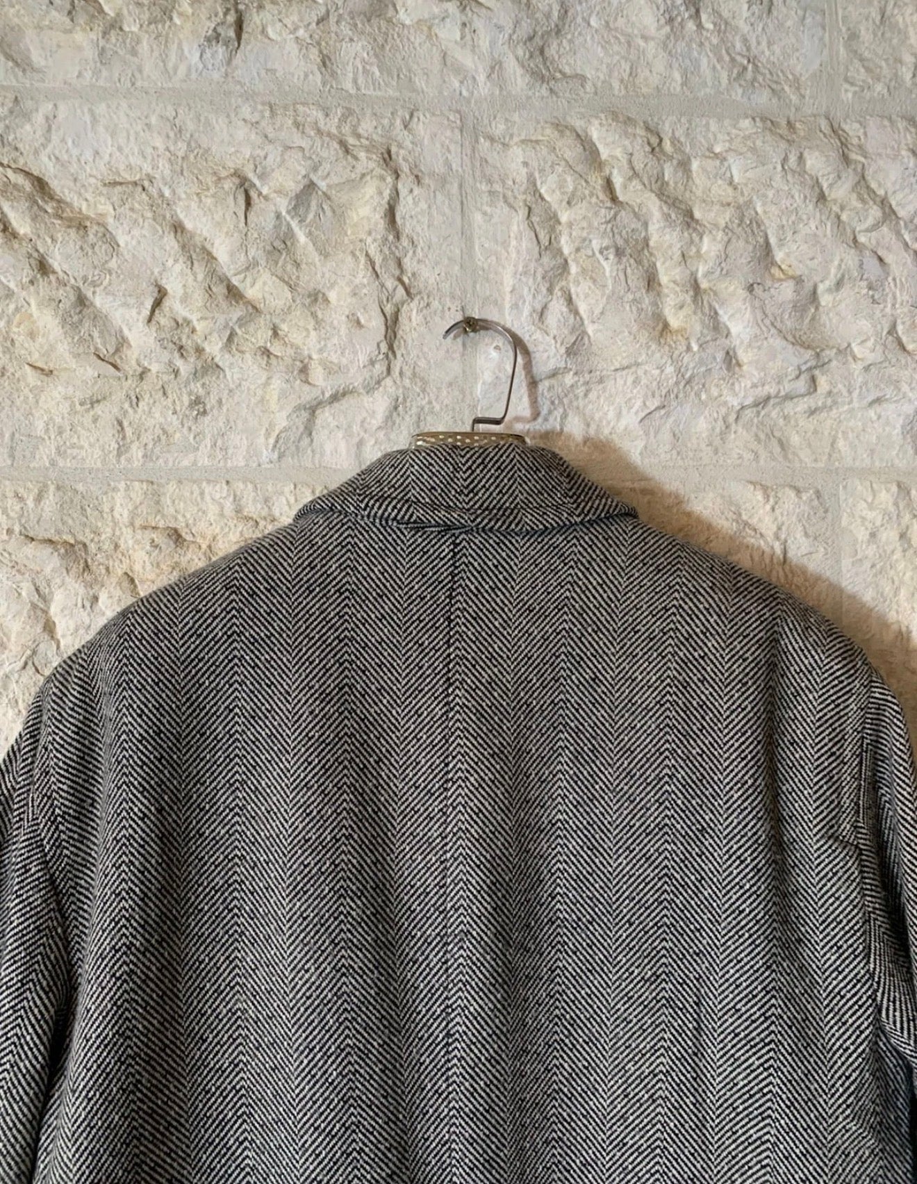Vintage wool blended herringbone classic gray over coat 46R XL