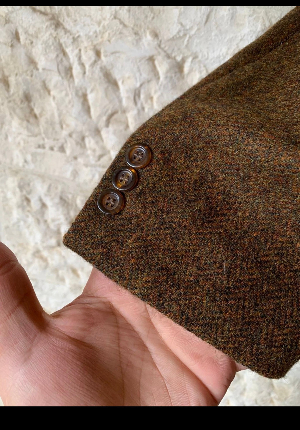 Vintage pure wool handwoven Tweed herringbone brownish hunting jacket blazer 44R