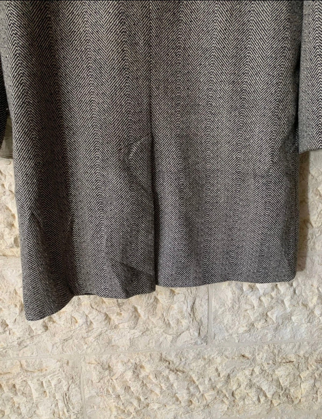 Vintage wool blended herringbone classic gray over coat 46R XL